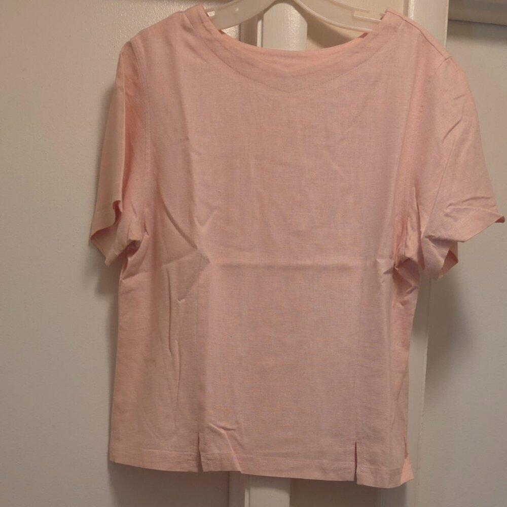 Coldwater Creek, Linen Light Weight Pink Crew Neck Tee